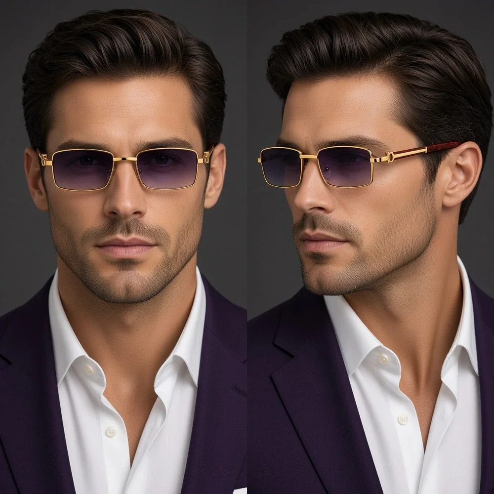 Mens Retro Sunglasses Square Black Gradient Lens Shades Hip Hop‎ Casual Unique